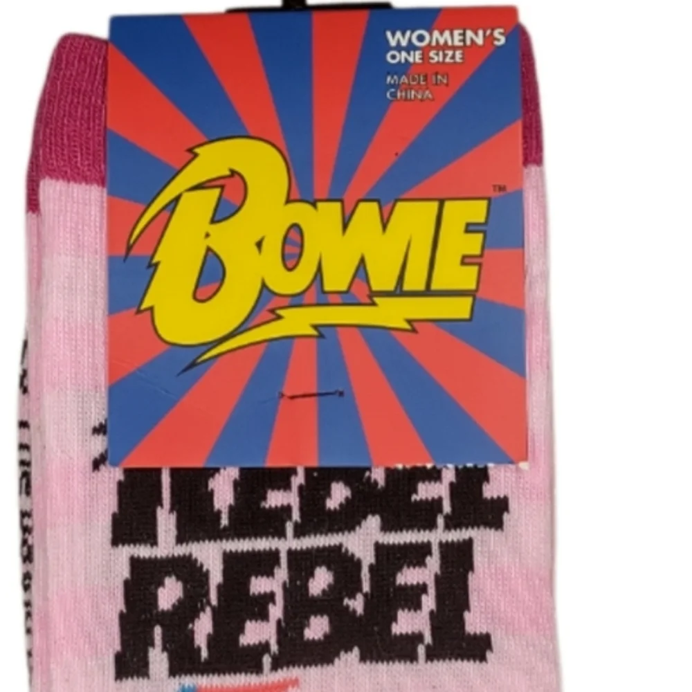 David Bowie Women's Crew Socks Pink Nostalgia Memorabilia Rebel Rebel